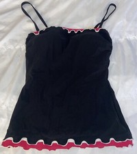 Profile by Gottex Ruffled Swimsuit Tankini Top 6 Black Red B3 