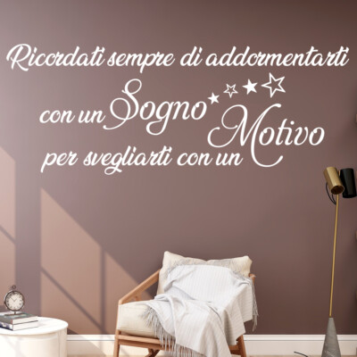 ADESIVI MURALI FRASE CAMERA DA LETTO DECORAZIONI DA PARETE WALL STICKERS B0801