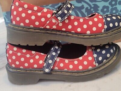 Dr. Martens Girls Red Blue Polka Dot Bijou Mary Jane Shoes Dr. Martens Girls Red Blue Polka Dot Bijou Mary Jane Shoes