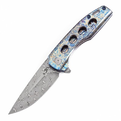 Kansept Cassowary K2065A3 Folding Knife Damascus & Lightning Strike Titanium