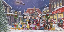 Mickey Mouse Disney Fine Art St. Laurent Signed Lt Ed 195 Snowy Christmas Carol