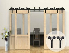 4FT-20FT Bypass Sliding Barn Door Hardware Kit For 2/4 Door ,Closet,Heavy Duty