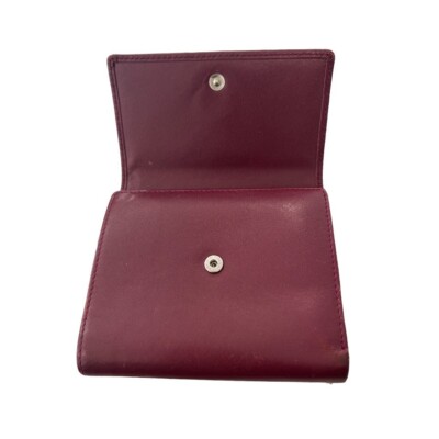 Furla Burgundy Leather Trifold Wallet Merlot 4 5/8