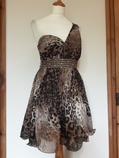 Little Mistress Chiffon Leopard Print Party Dress, Bead, Sequin, Net.  Size 12