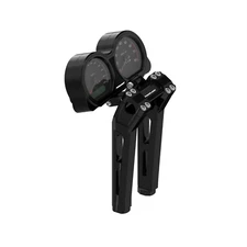 10" Black Risers with Black Gauge Instrument for Harley Road Glide 1 inch Clamp