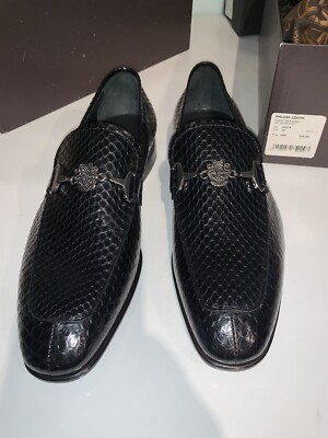 Roberto Cavalli mens 6.5 us dress shoe snake skin $735 italy 39 Black