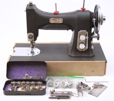 Vintage White Rotary Sewing Machine Metal Frame w/Accessories