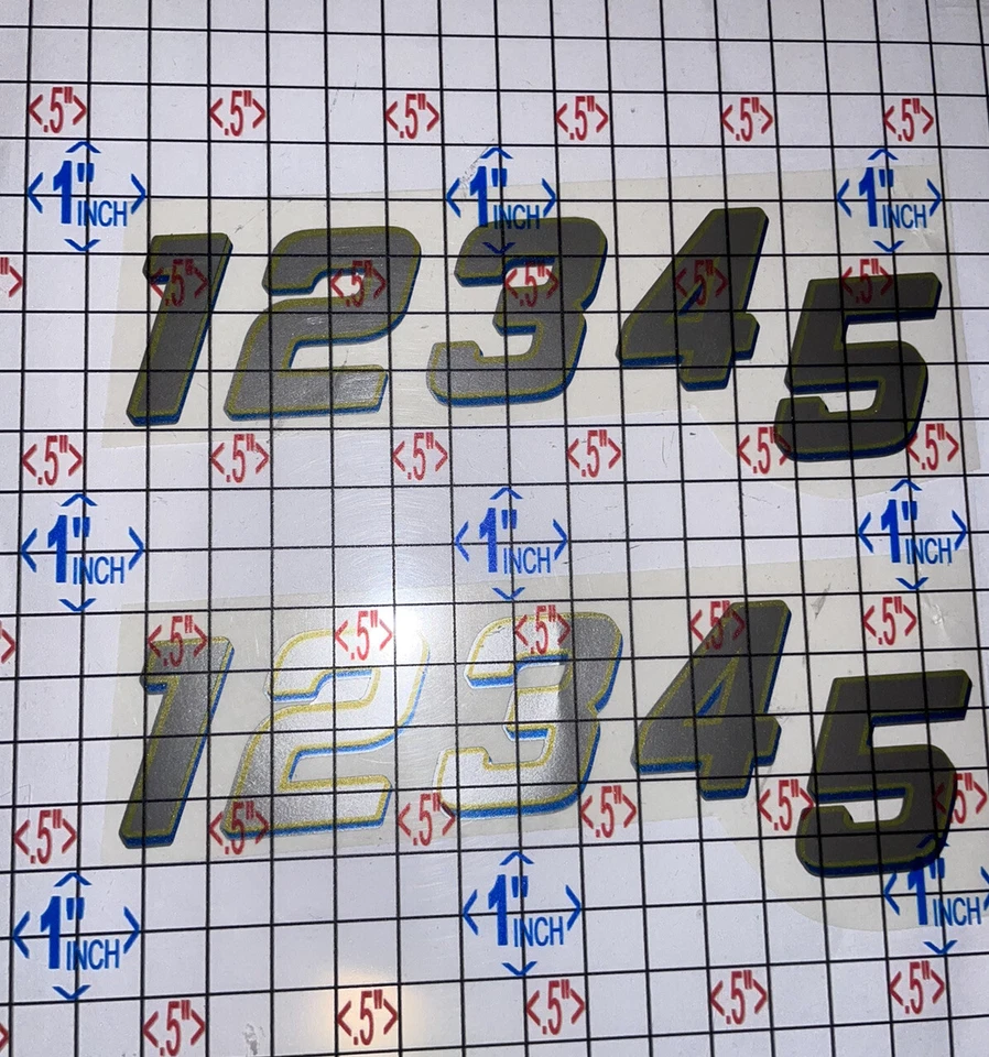 Plata con sombra azul amarillento contorno números # 1-5 R/C coches caja de vinilo L2 Foto 2 de 4