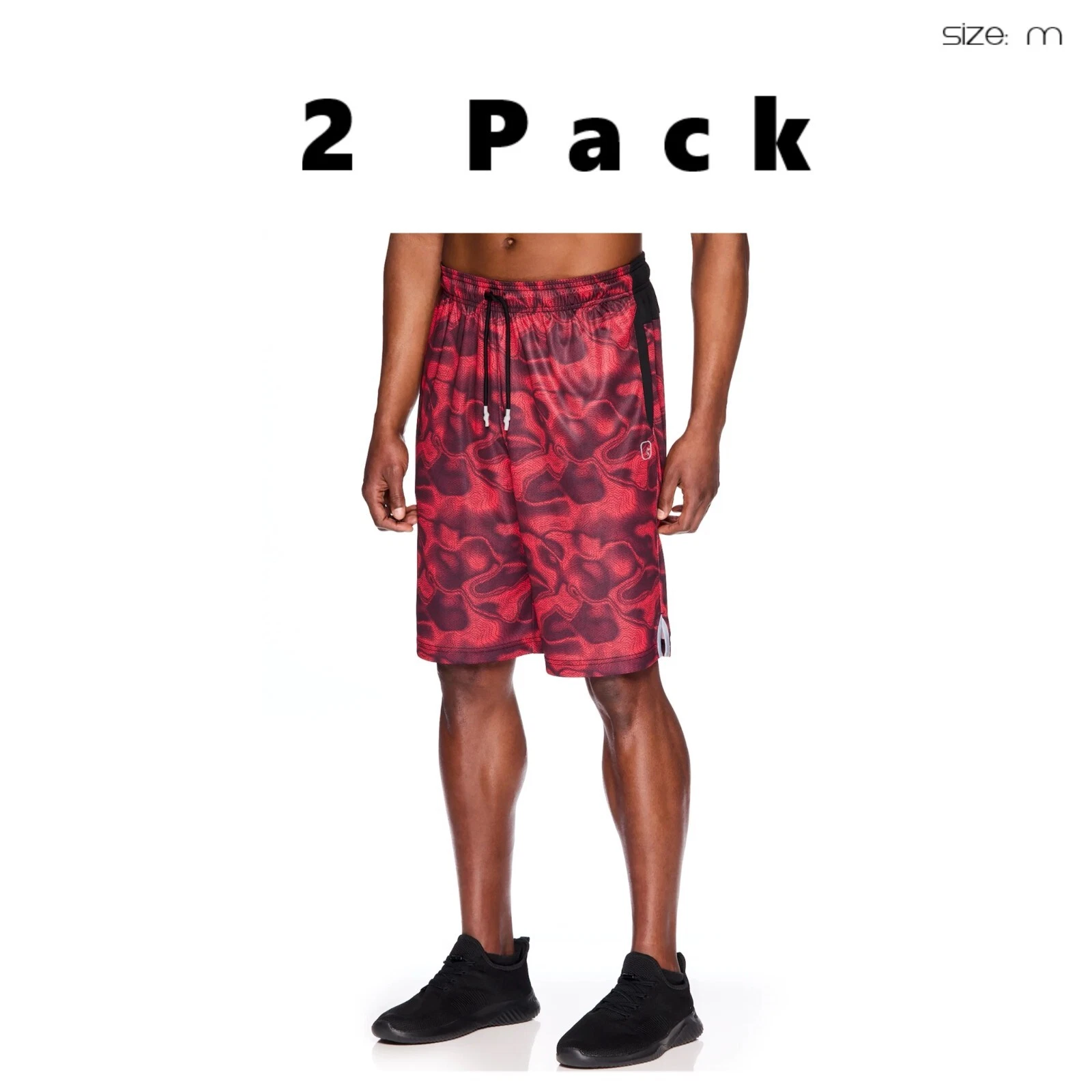 AND1 AND 1 Men's Casual Athletic 11" Inseam 2 Pack Post Up Basketball Shorts Size M