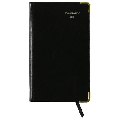 2025 Pocket Planner Black Weekly Monthly Format Durable Design 3x5 Size