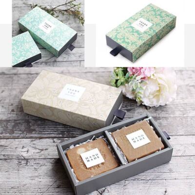 10x zwei Fächer Vintage Damast Boxen - Geschenk Brownie kurze Backen Verpackung