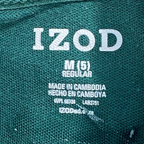 Izod Polo Shirt Boys Sz M 5 Hunter Green Short Sleeve Collar Button T-Shirt - Picture 8 of 10