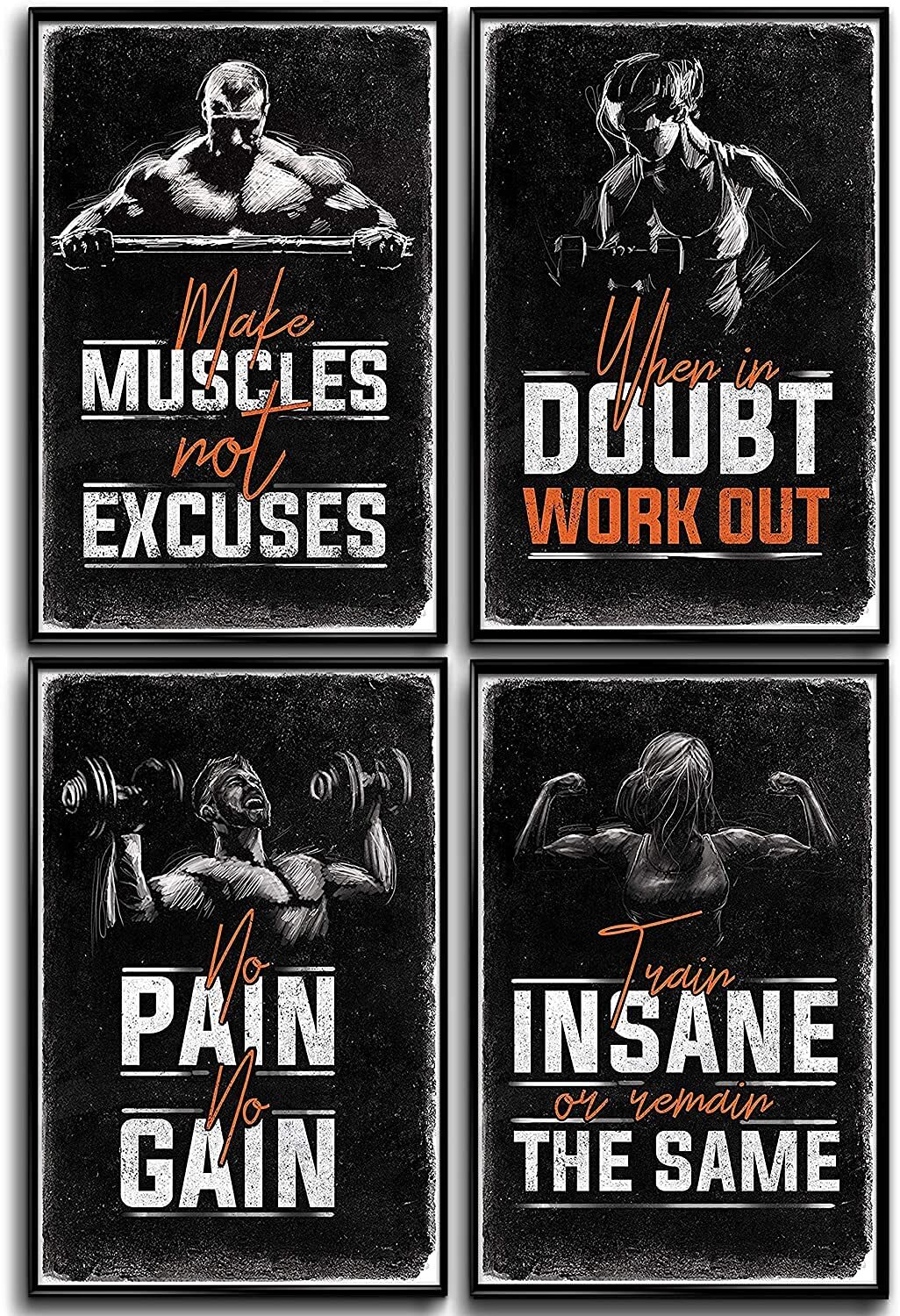 4-Pack Motivational Gym Posters 11x17