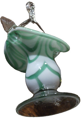 Hand blown glass basket with twisty handle