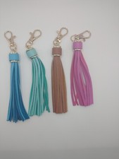 Lot Of 4 Charm PU Leather Tassel Key Chain Handbag Bag Purse Accessories Keyring