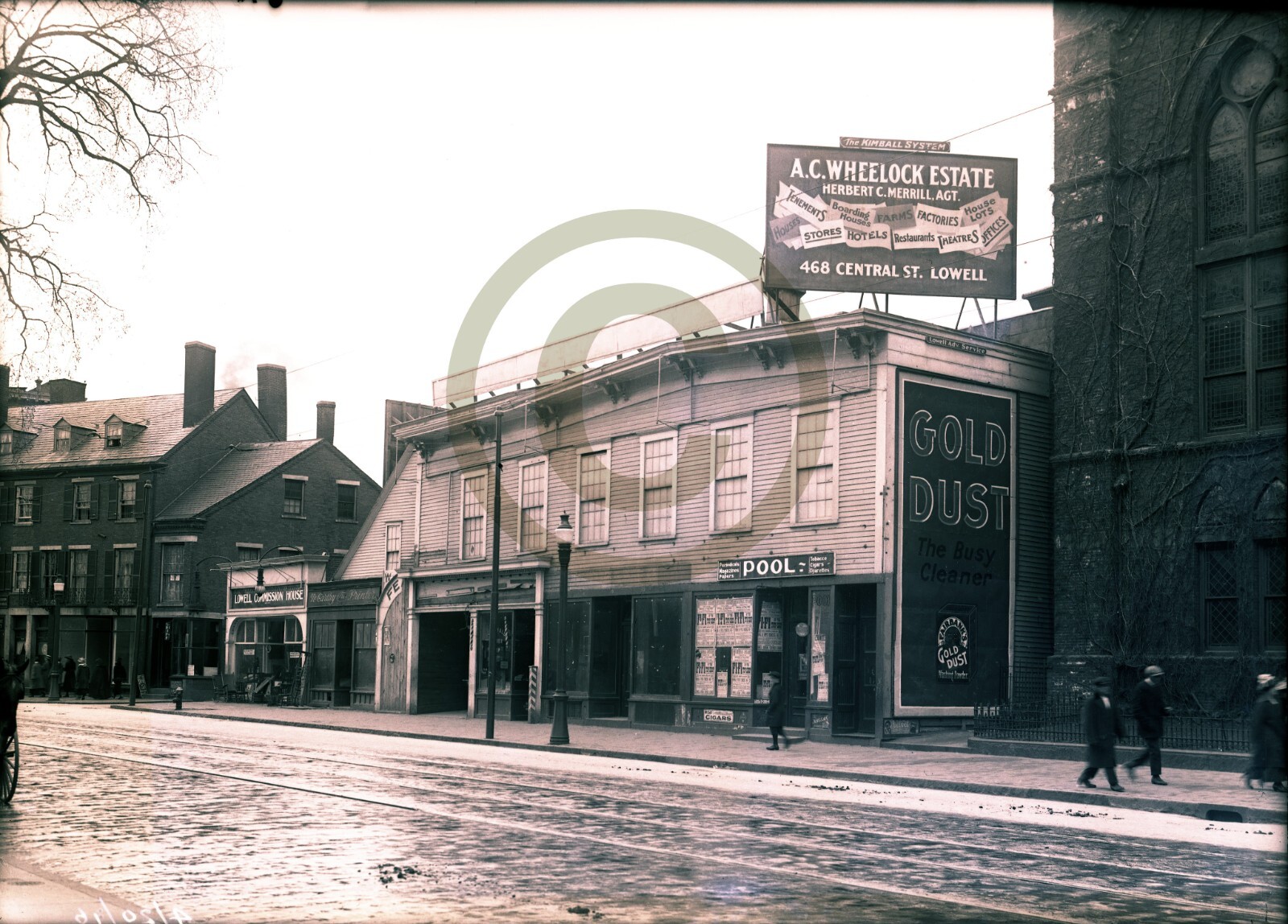 Merrimack Street at Maiden Lane Lowell MA © 1916 Reprint from Scan 8X11