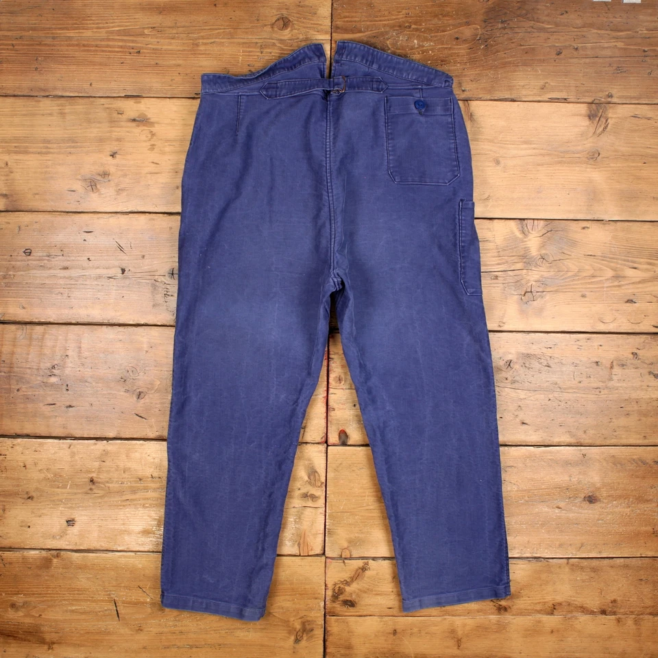 Vintage French Workwear Pants Trousers 40x28 60s Moleskin Cinch Back Unisex - Image 2 of 4