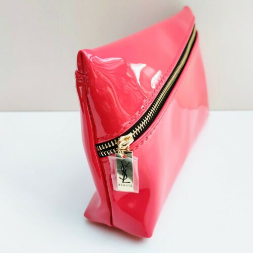 YSL Beauty Fuchsia Faux Patent Leather Makeup Cosmetics Bag / Pouch, New in Box! - Picture 9 of 11