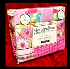 METROPOLITAN BAMBOO 1800 SERIES 6pc SHEET SET KING SIZE, 2 free pillowcases,