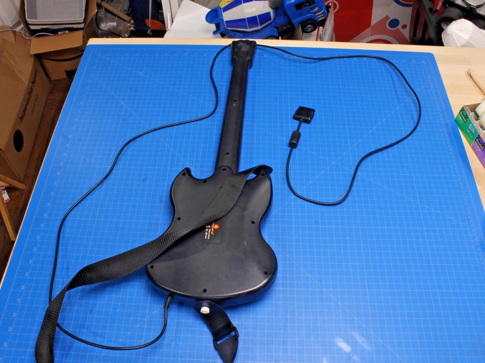 PLAYSTATION 2 GUITAR HERO PS2 Black/White Red Octane Wired Controller Untested - Image 2 of 2