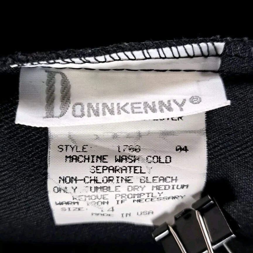 VTG Donnkenny Dress Pants Womens 14 Black Straight Leg Pull On Trousers USA - Image 3 of 4