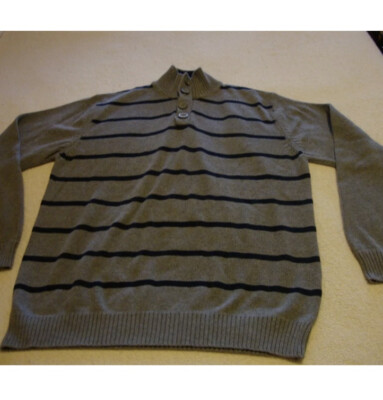 Sebastian Cooper Winter Men s XL Gray Blue 1/4 Button PullOver 100% Cotton