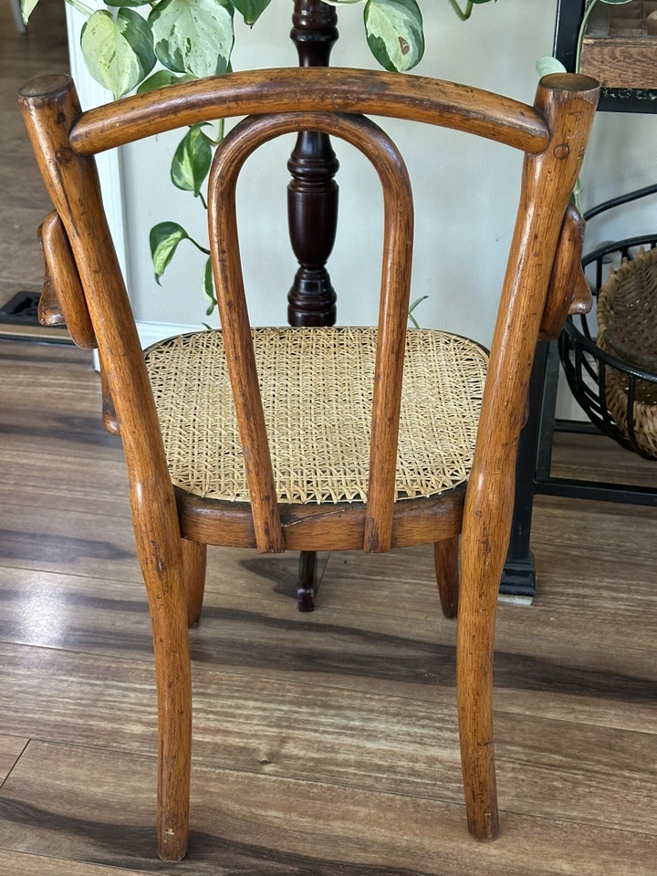 Antique Child’s Chair Gebruber Thonet Bentwood Cane Bottom Straw - Image 4 of 4