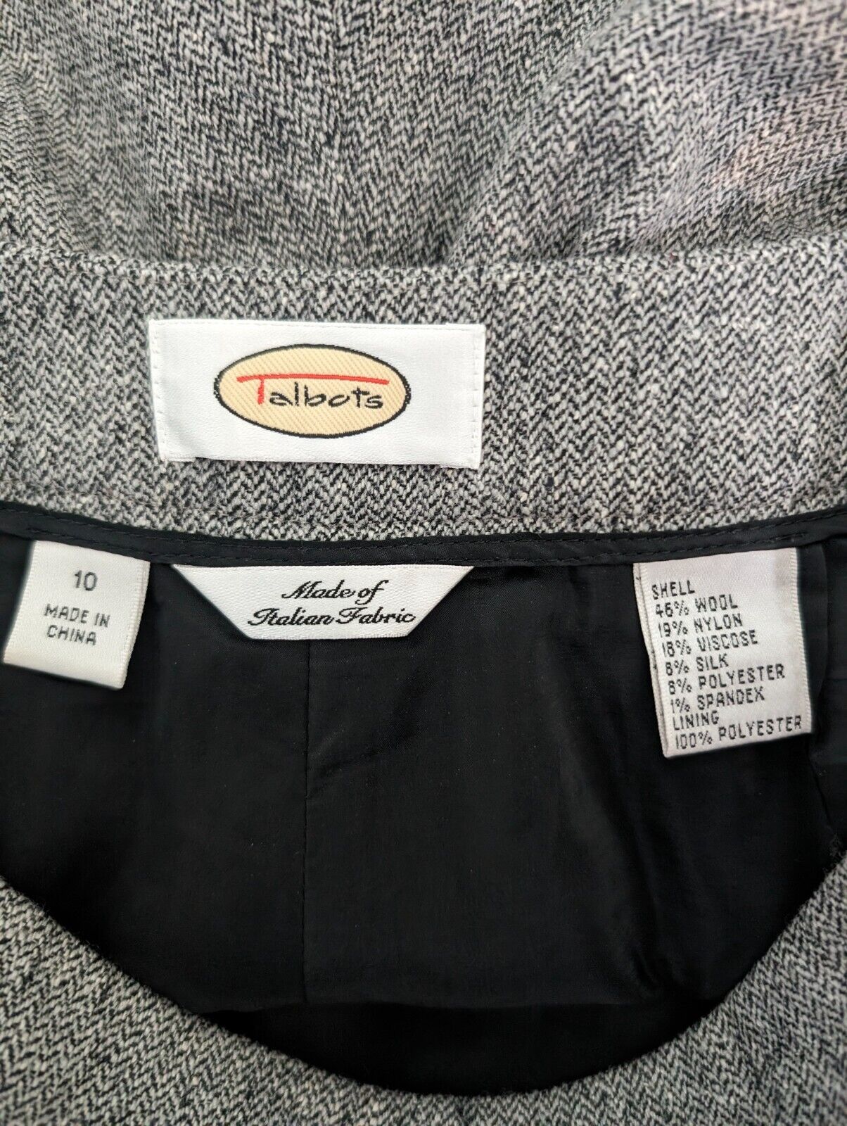 Talbots pants 10 wool blend gray herringbone wide… - image 6