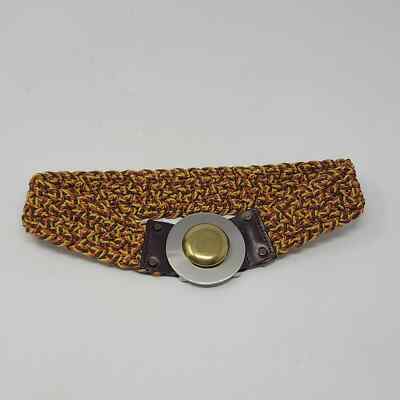 Diane Von Furstenberg Braided Stretch Metal Medallion Women\'s Belt Size S Vintage 90s Belt, 90s DIANE VON FURSTENBERG Belt, Wide  main image 4