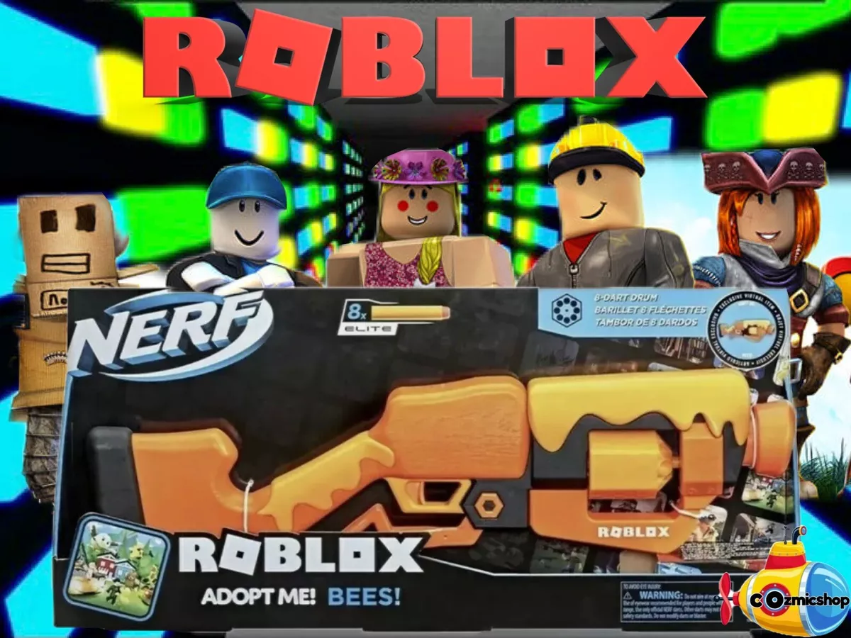 Nerf Roblox Adopt Me! BEES! Lever Action Blaster Gun with Rotating 8-Dart  Drum