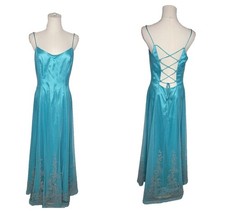 Vintage Morgan Co Prom Dress Maxi Gown 13/14 Y2K Fairy Corset Mesh Overlay Glitt