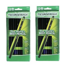 Ticonderoga Pencils Black Wood-Cased Graphite 2 HB 12 count 2 packs