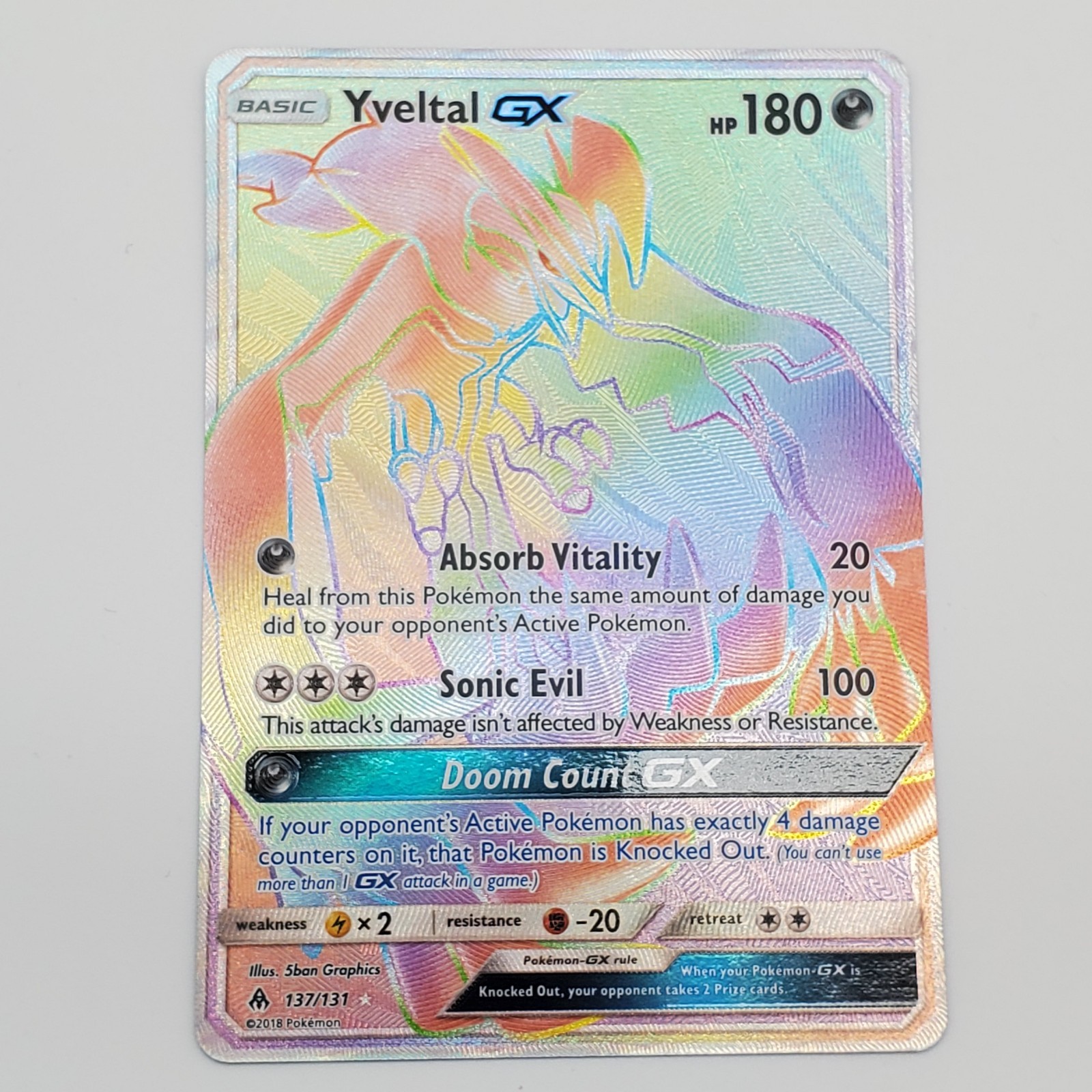 Yveltal GX (Secret) 137/131 Pokemon Sm-Forbidden Light Holo - NM