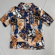 Vintage 60s Jantzen Mens Camp Shirt M Floral Made in USA Floral No Care Tag