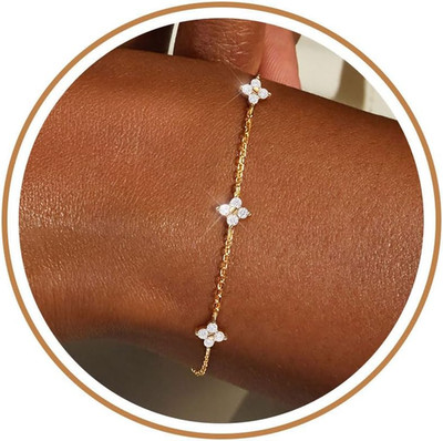 Dainty Silver Gold Bracelets for Women Trendy Non Tarnish 14K Gold Plated Waterp