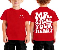TUIVX Boys Valentines Shirt Kids Valentine's Day Mr Steal 6-7 Years, Red 5