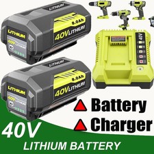 Pack 8.0Ah Replacement for Ryobi 40V Lithium OP40602 Battery With LED / Charger