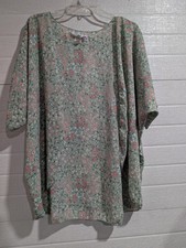 Vtg 90s Cardigan XL Green Made in USA Cottagecore Open Front Lightweight