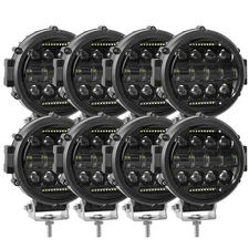 7 Inch Round LED Work Light Pods Spot Flood Fog Offroad Driving White DRL Lights