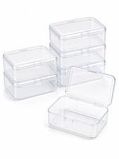 6 Pack Clear Plastic Storage Boxes 3.7x2.4 Inch Bead Craft Organizer With Lids