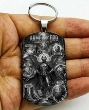Full Armor Of God Jesus Lord Christ Cross Stainless Keychain Warrior Bless Faith