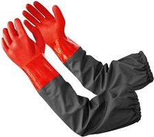 Coopache Full Arm Pond Gloves with Cotton lining Extra Medium, Red  Black