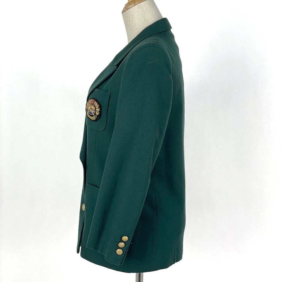 Blazer Blazer Chaqueta Doble Pecho Parche Logo Burberrys Cabello Verde Mujer Foto 2 de 4