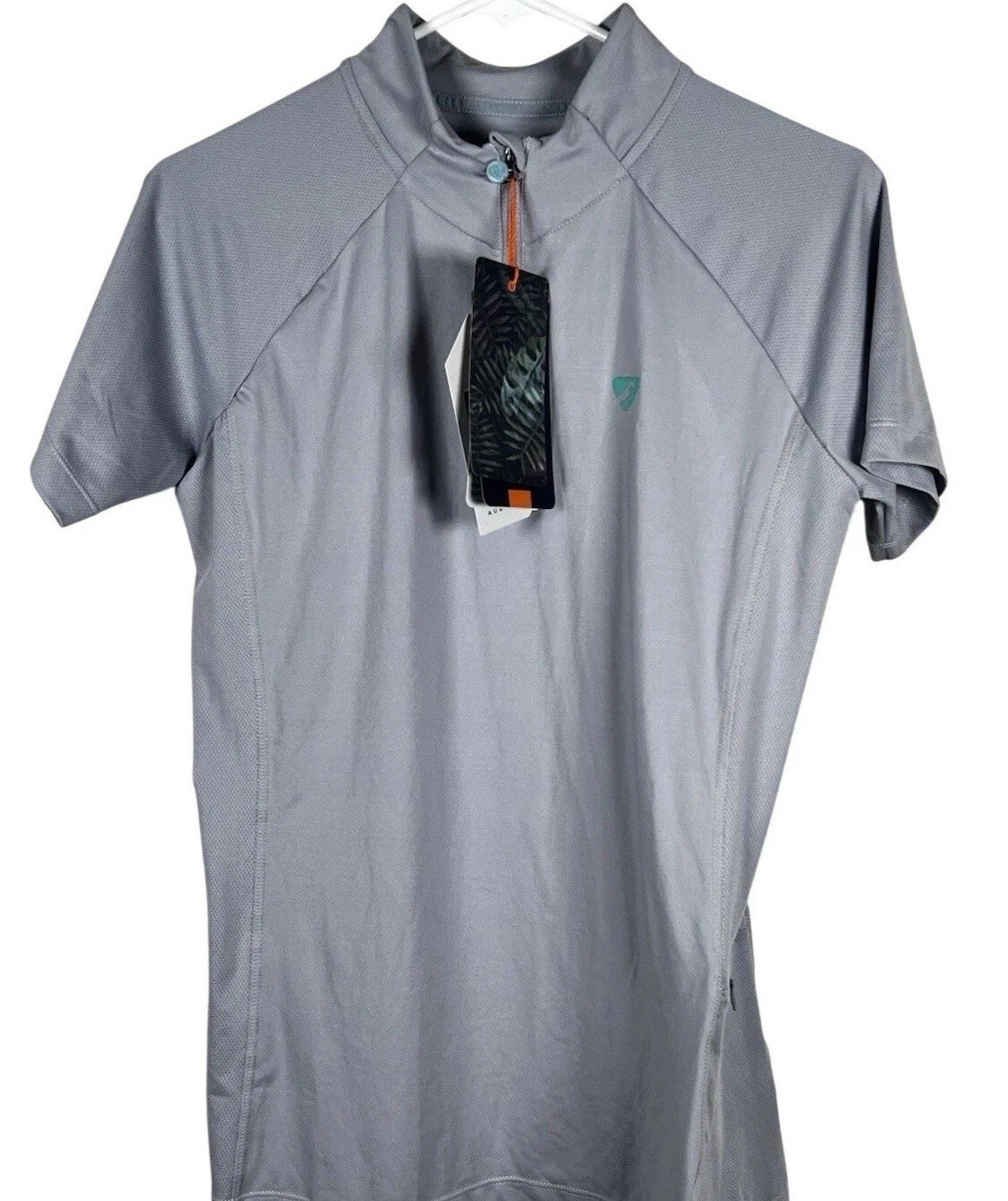 Aubrion Women's Shirt Sz L Gray Equestrian Horse Riding Highgate Short Sleeve