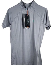 Aubrion Women's Shirt Sz L Gray Equestrian Horse Riding Highgate Short Sleeve