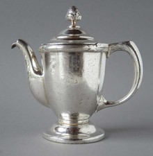 alt antik Zinnkanne K&auml;nnchen Jugendstil Kreuzband versilbert Hans Gruss  12,5 cm