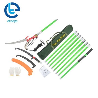 30 Feet Tree Pole Pruner Manual Branches Trimmer Tree Branch Green With Scissors