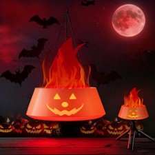 Battery-Operated Halloween Pumpkin Lights 2 Pack -LED Jack O Decor, 3D Fake Fire