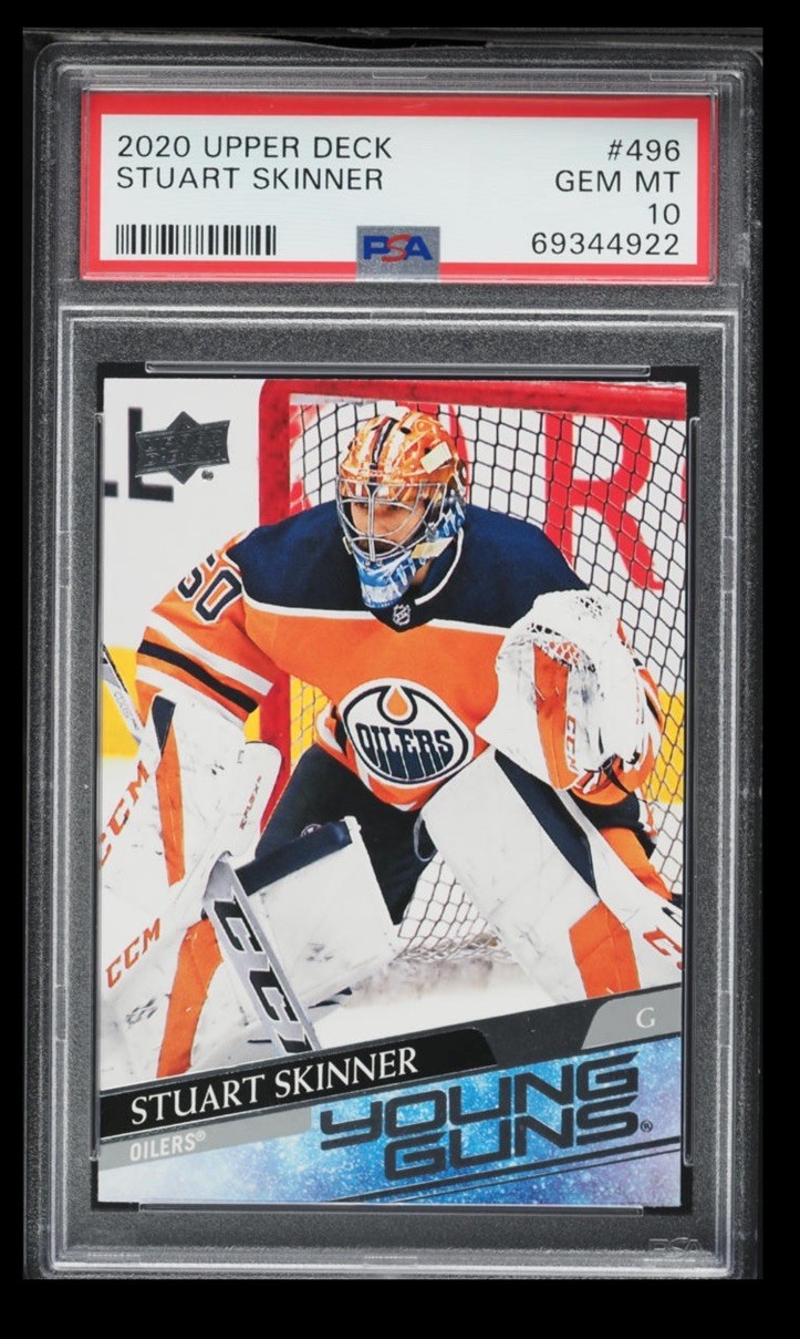 Upper Deck 2020-21 Young Guns Stuart Skinner #496 PSA 10 Edmonton Oilers NHL