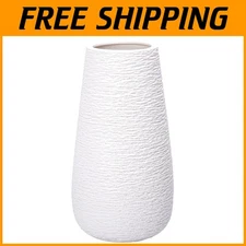 Elegant 12-Inch White Ceramic Vase for Fresh or Dried Flowers – Versatile Décor